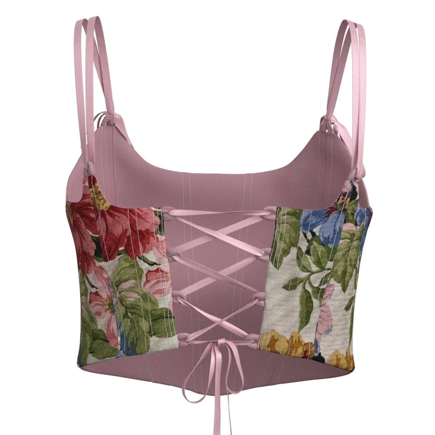 Double Sided Corset Top  "Bouquet & Powder pink"