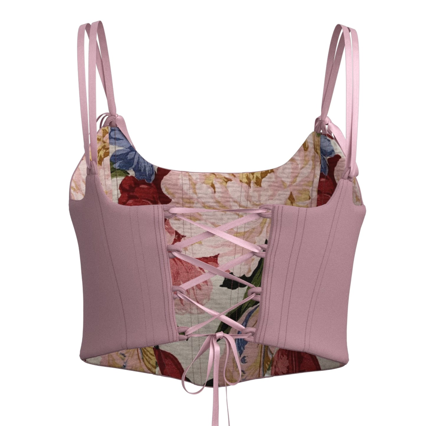 Double Sided Corset Top  "Bouquet & Powder pink"