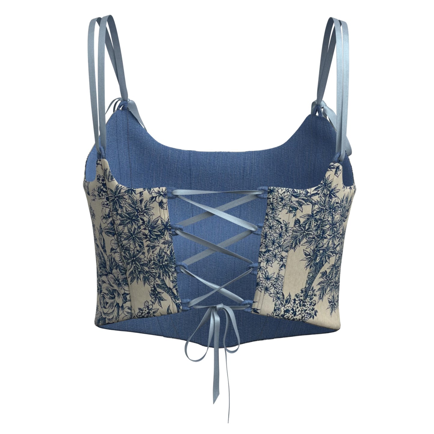 Double sided corset top "Jeans & Azulejo"