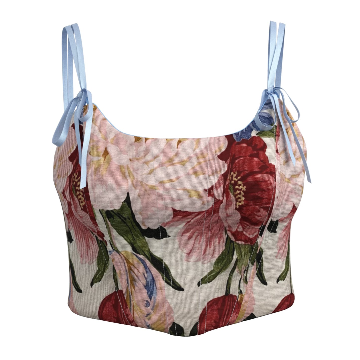 Double Sided Corset Top  " Blue & Bouquet"