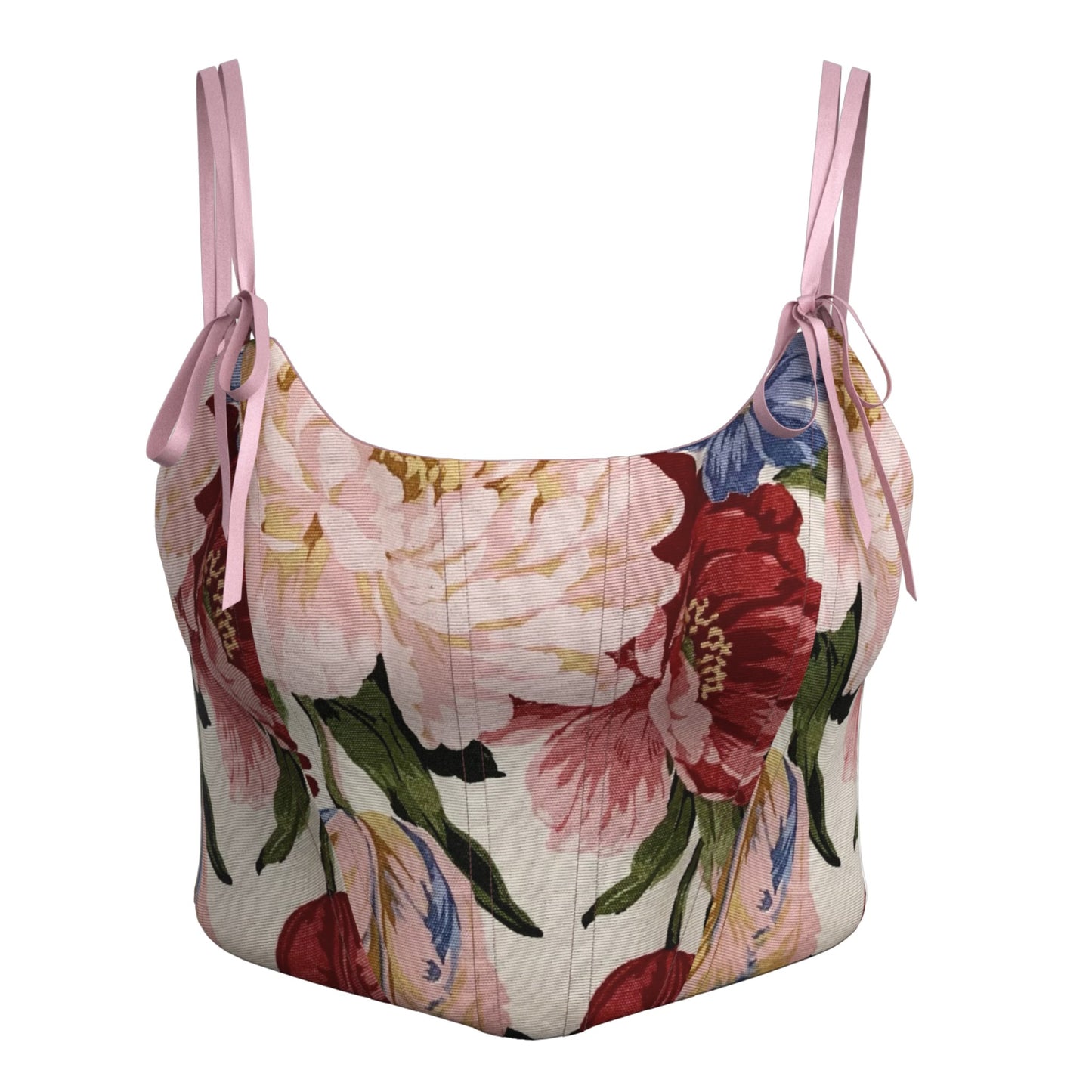 Double Sided Corset Top  "Bouquet & Powder pink"