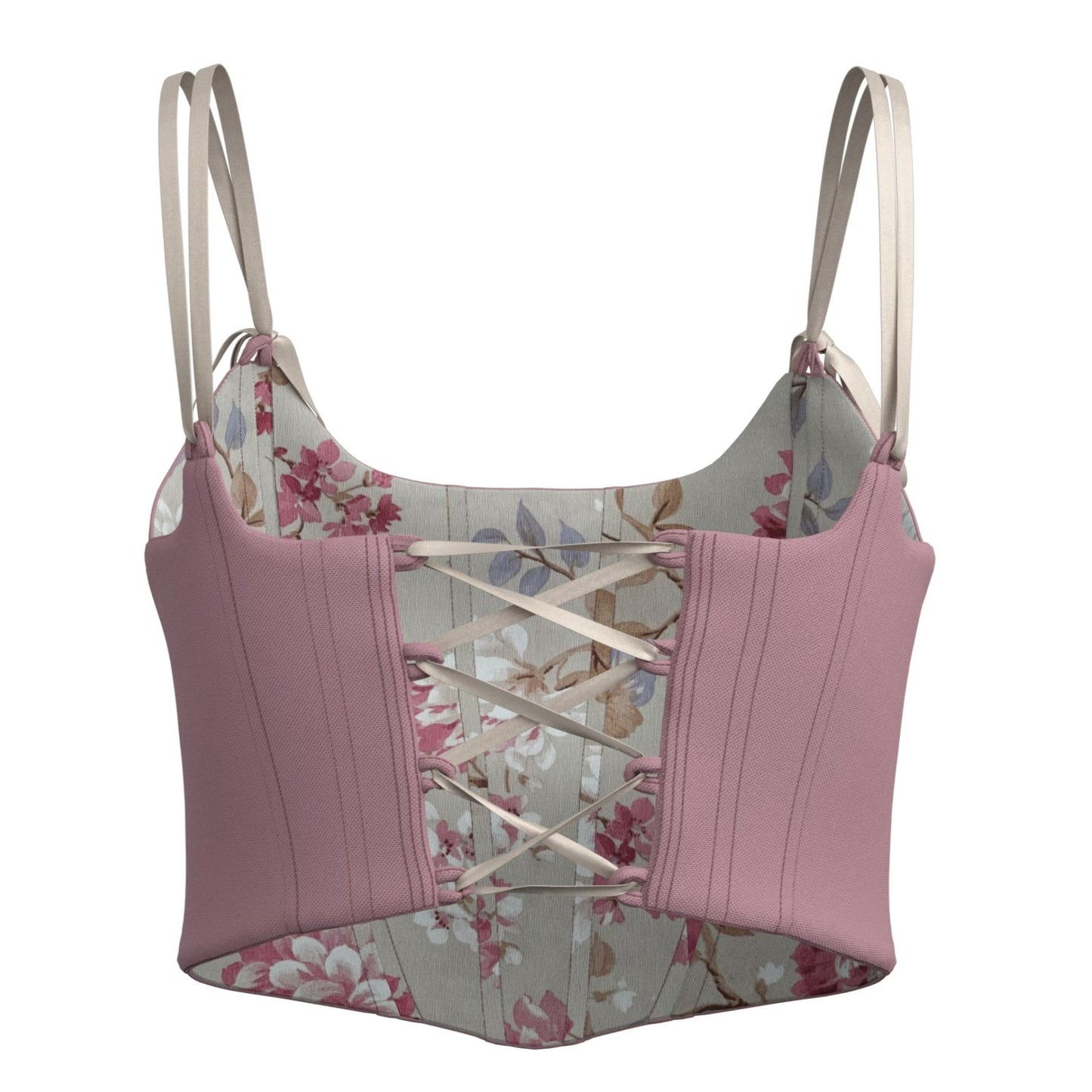 Double Sided Corset Top  "Peonies & Powder Pink"